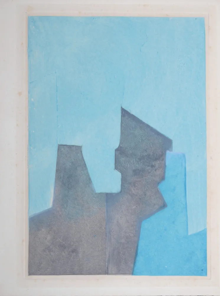 Ets En Aquatint Poliakoff - Composition bleue, Parménide, 1964 (#D)