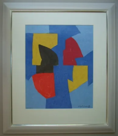 Lithografie Poliakoff - Composition bleue, rouge et jaune