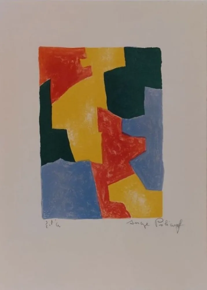 Lithografie Poliakoff - Composition bleue, rouge, jaune et verte L40 