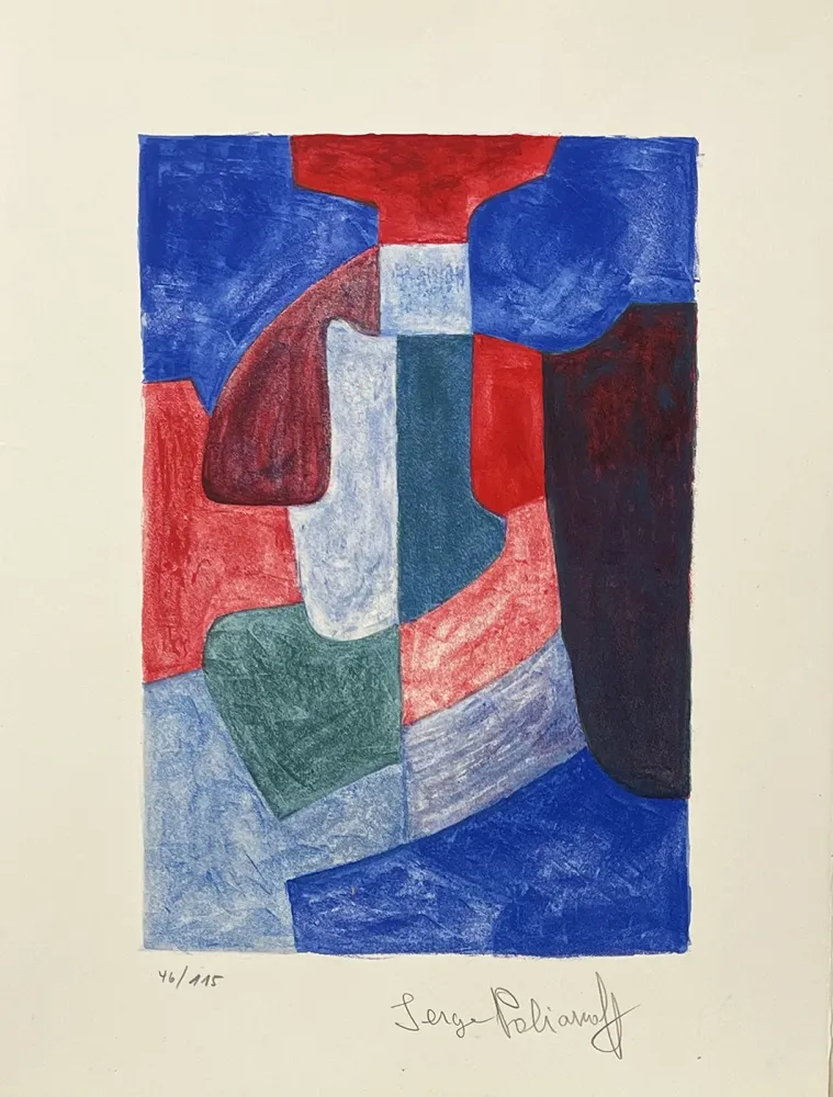 Lithografie Poliakoff - Composition bleue, verte et rouge