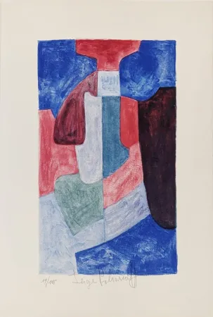 Lithografie Poliakoff - Composition bleue, verte et rouge L78, 