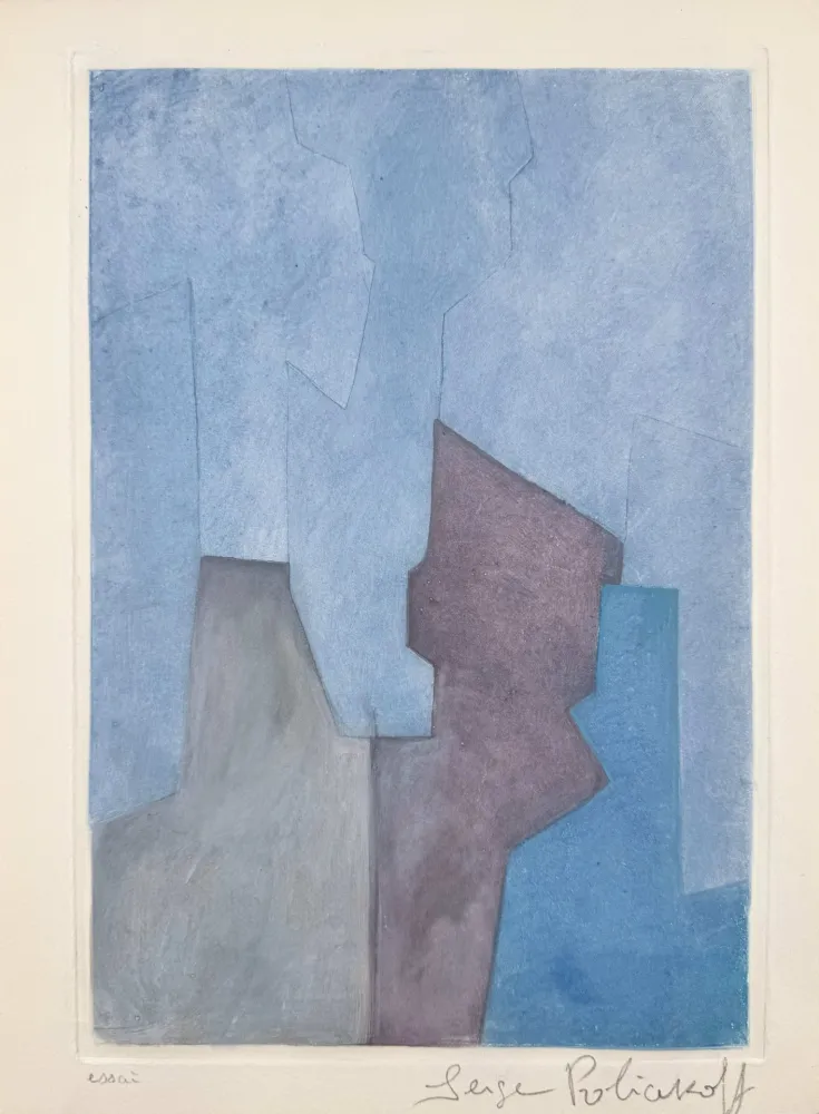 Ets En Aquatint Poliakoff - Composition bleue XXIV 