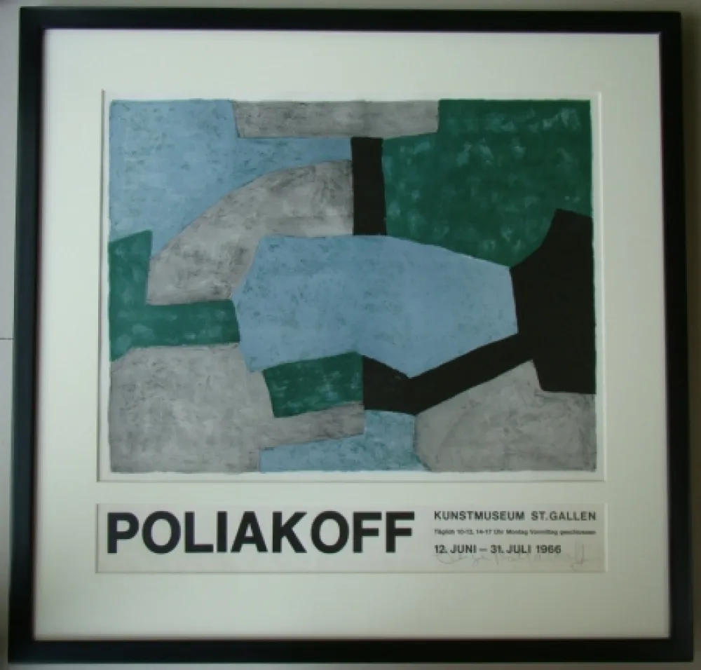 Lithografie Poliakoff - Composition grise, verte et bleue