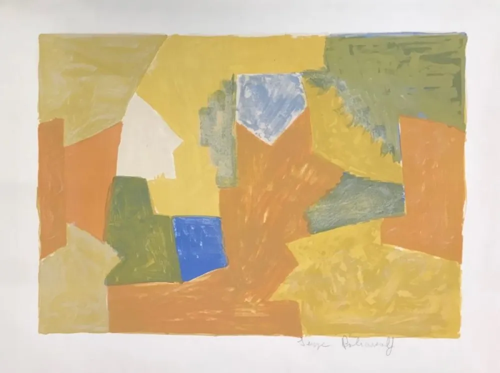 Lithografie Poliakoff - Composition jaune, Orange et Verte L14 