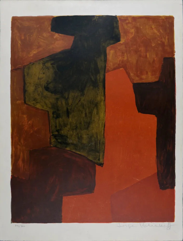 Lithografie Poliakoff - Composition orange et verte, 1964