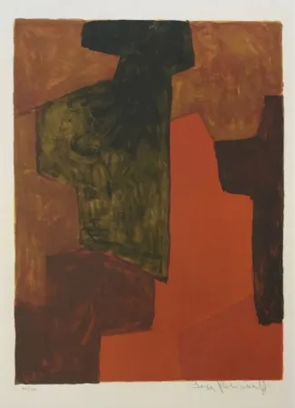 Lithografie Poliakoff - Composition Orange et Verte L43 