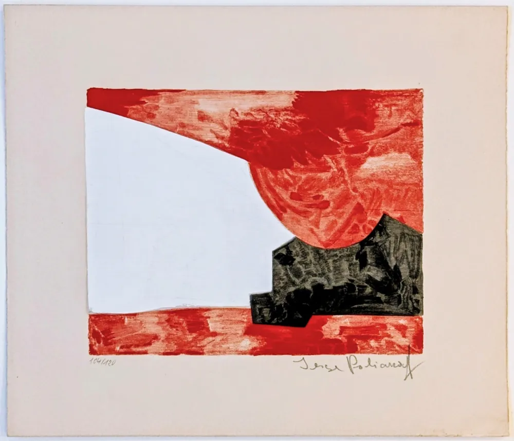 Lithografie Poliakoff - Composition rouge, blanche et noire L42 