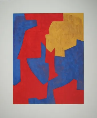 Lithografie Poliakoff - Composition rouge, bleue et jaune