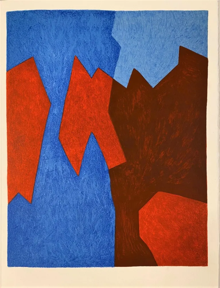 Lithografie Poliakoff - Composition rouge et bleue
