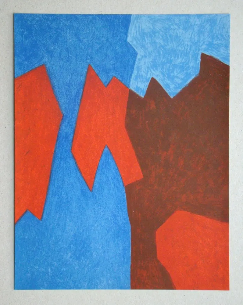 Lithografie Poliakoff - Composition rouge et bleue