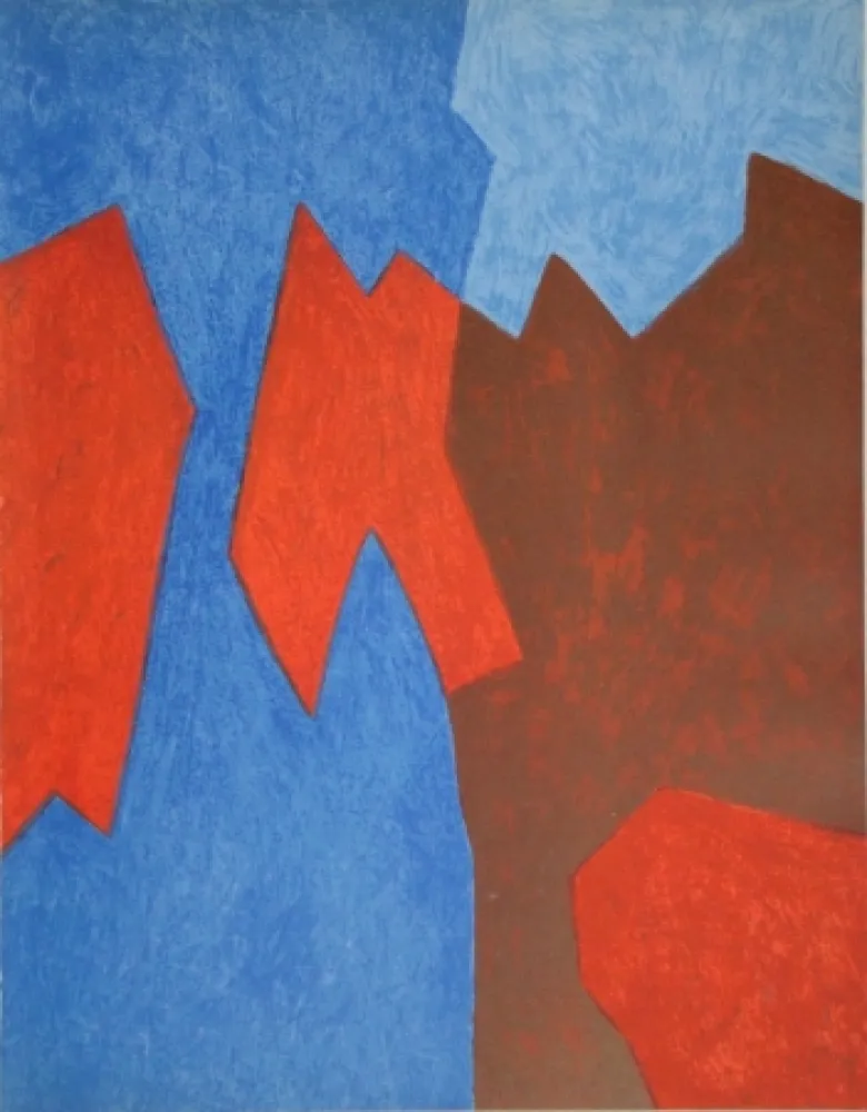 Lithografie Poliakoff - Composition rouge et bleue