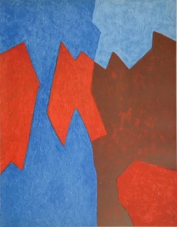Lithografie Poliakoff - Composition rouge et bleue