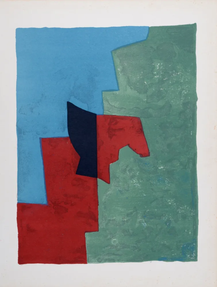 Lithografie Poliakoff - Composition rouge, verte et bleue L32, 1961