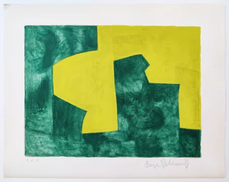Lithografie Poliakoff - Composition verte et jaune L60 