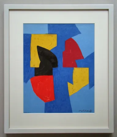 Lithografie Poliakoff - Compsition bleue, rouge et jaune