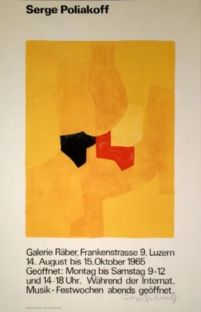 Lithografie Poliakoff - Komposition in Gelb / Composition jaune / Composition in yellow
