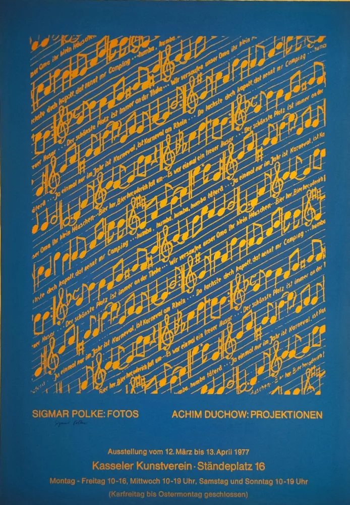 Zeefdruk Polke - Ausstellungsplakat Kasseler Kunstverein, 1977.