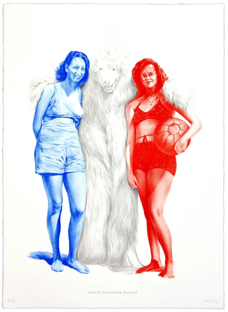 Lithografie Pomet - Liberté, Fraternité, Égalité