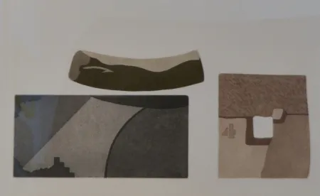 Ets En Aquatint Pomodoro - Composizione con tre forme in nero