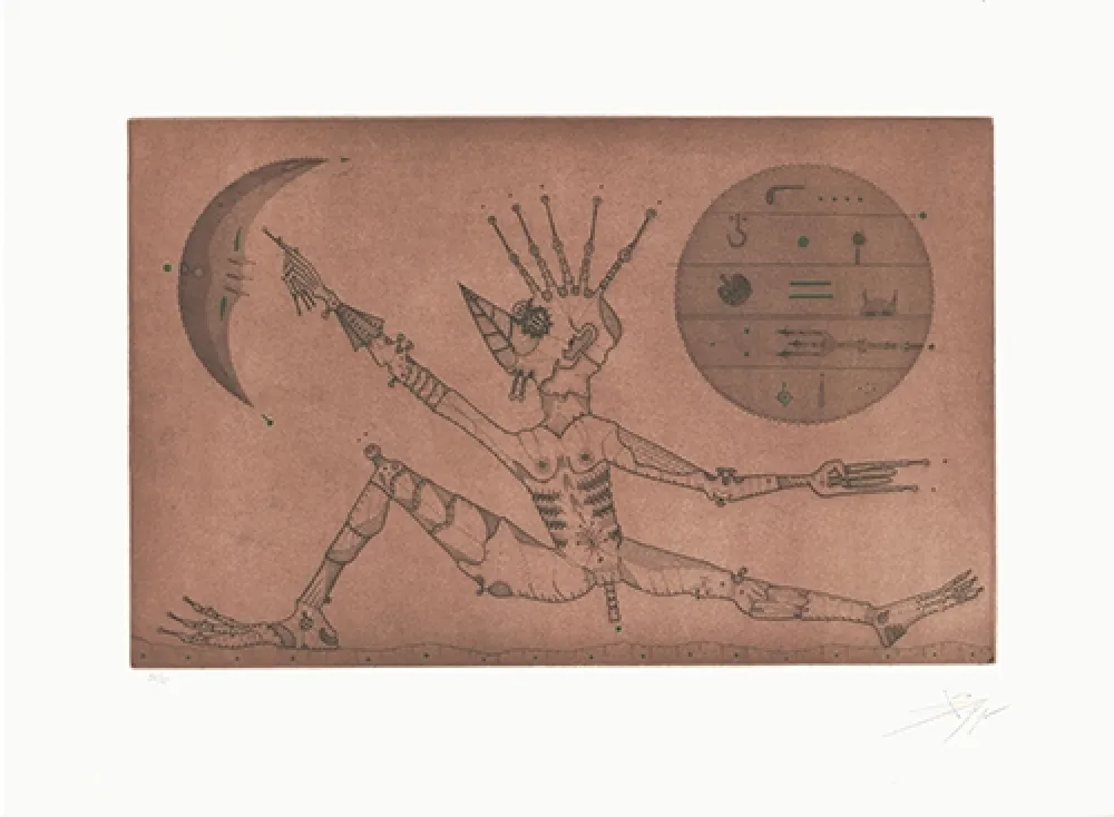 Ets En Aquatint Ponç - Entre dues llunes