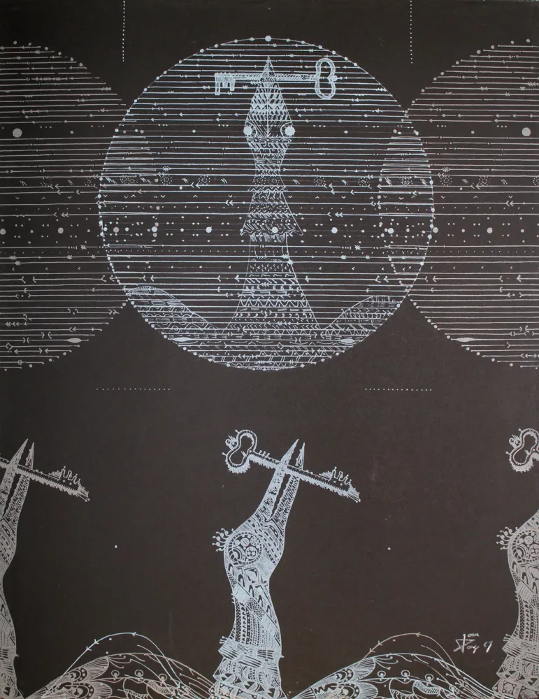 Lithografie Ponç - Vögel und Schlüssel (Birds and Key)