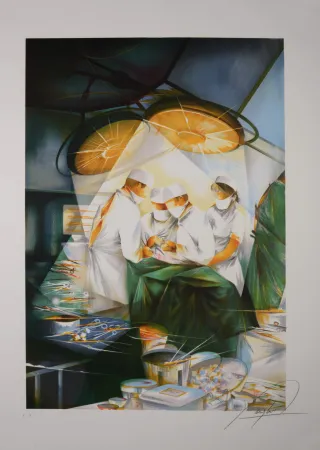 Lithografie Poulet - Le chirurgien