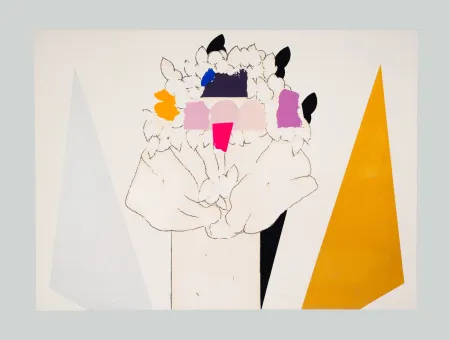 Zeefdruk Pozzati - A che punto siamo con i fiori