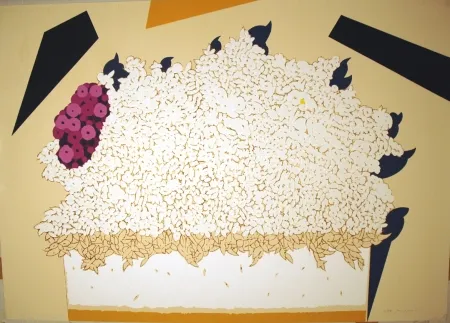 Zeefdruk Pozzati - Fiori bianchi