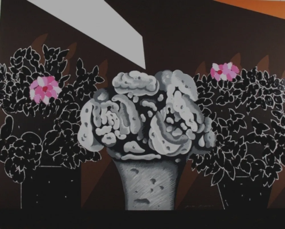 Zeefdruk Pozzati - Fiori neri