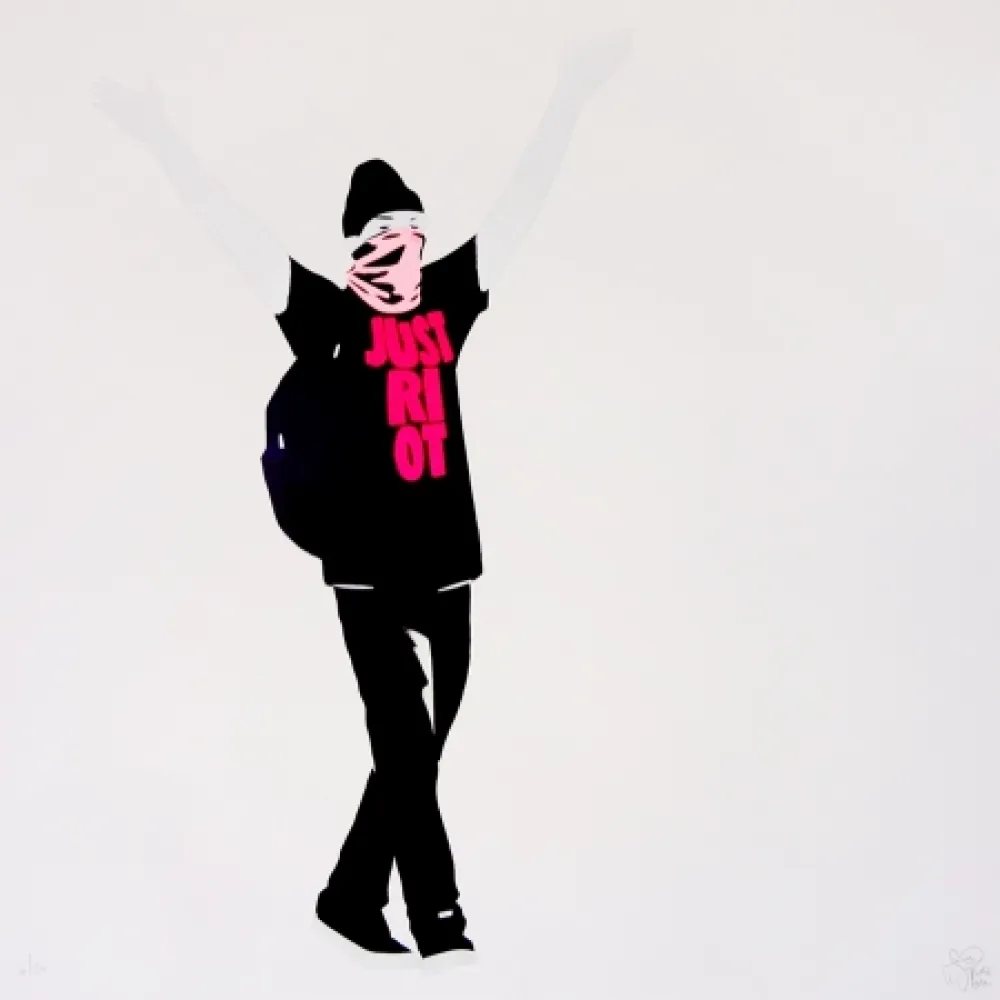 Zeefdruk Pure Evil - Just Riot (Flouro pink)