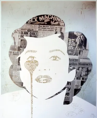 Zeefdruk Pure Evil - The last Marilyn (golden ink face)