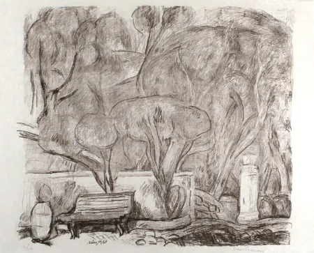 Lithografie Purrmann - Garten in Levanto