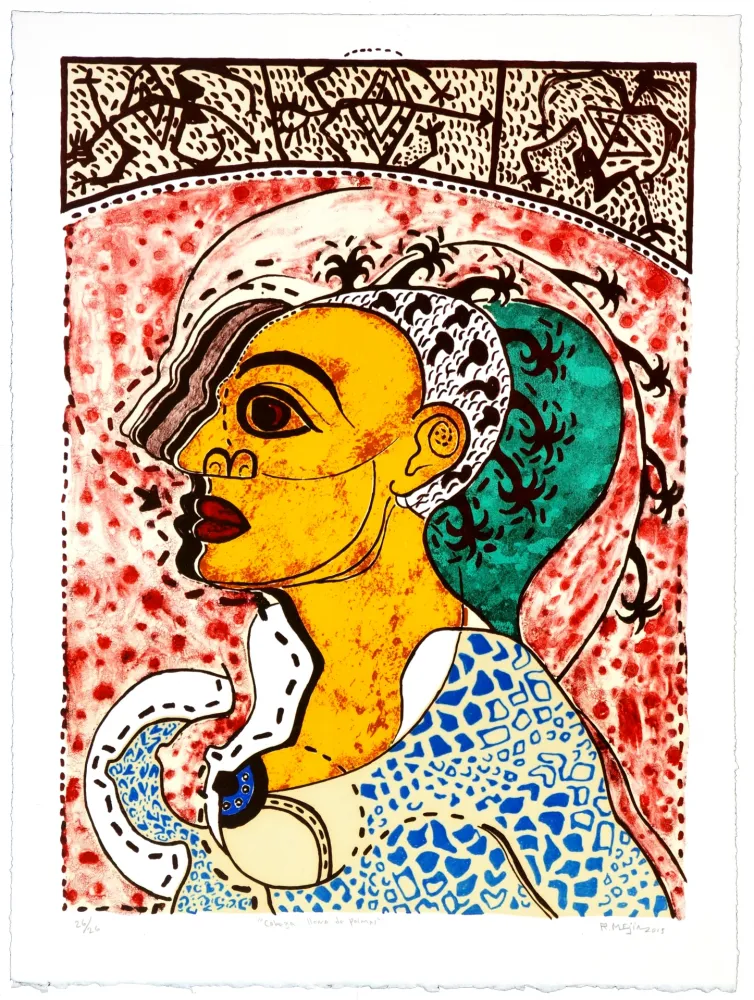 Lithografie Radhamès - Cabeza llena de palmas