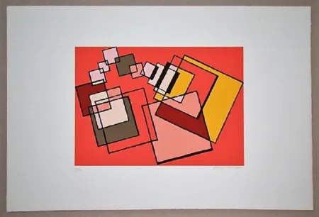 Lithografie Radice - Compositione astratta rosa