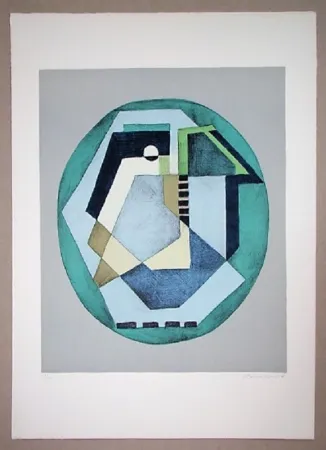 Lithografie Radice - Compositione astratta verde