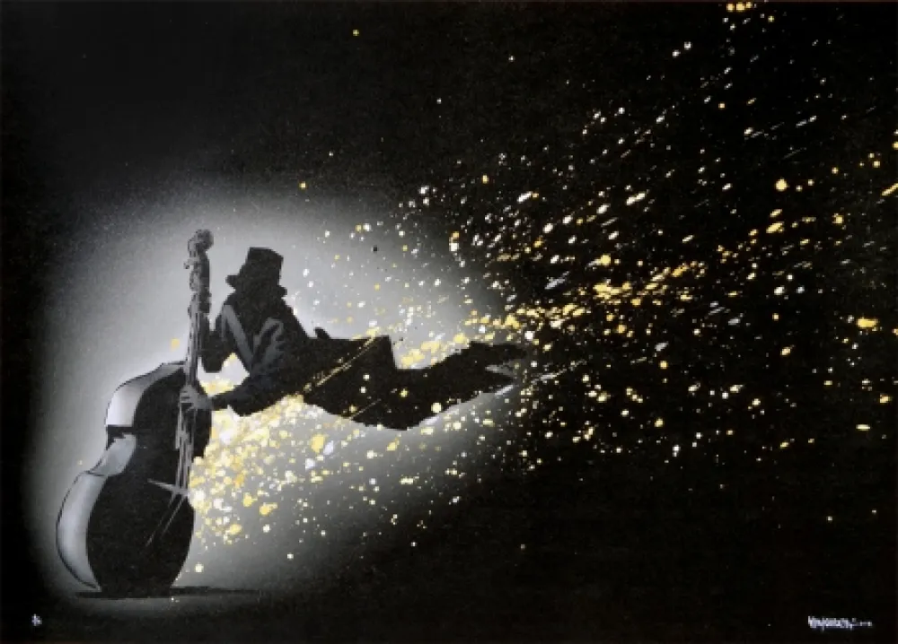 Lithografie Random - Blowing in the wind (black hand finished)