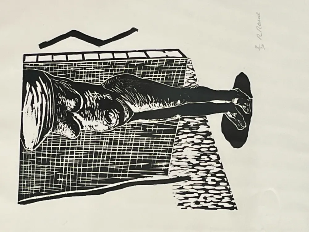 Houtsnede Raveel - Naakt (i)