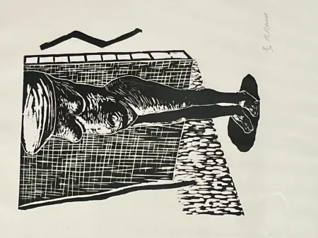 Houtsnede Raveel - Naakt (i)