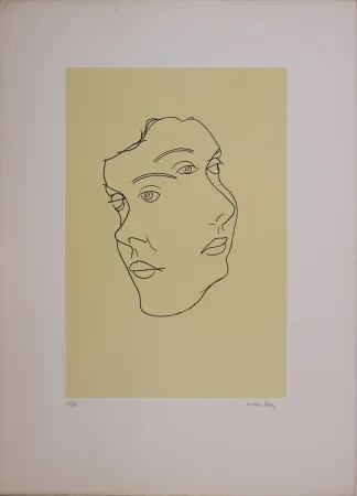 Lithografie Ray - Les six masques voyants