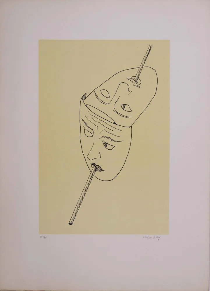 Lithografie Ray - Les six masques voyants