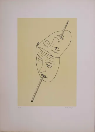 Lithografie Ray - Les six masques voyants