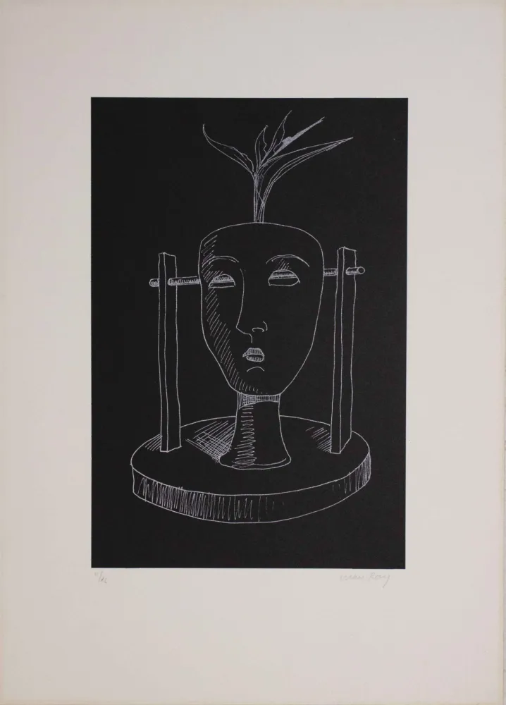 Lithografie Ray - Les six masques voyants