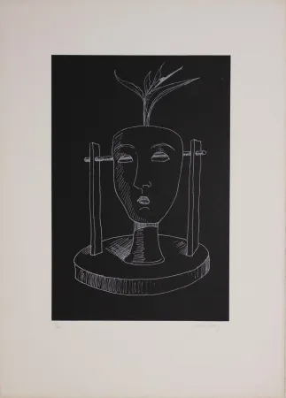 Lithografie Ray - Les six masques voyants