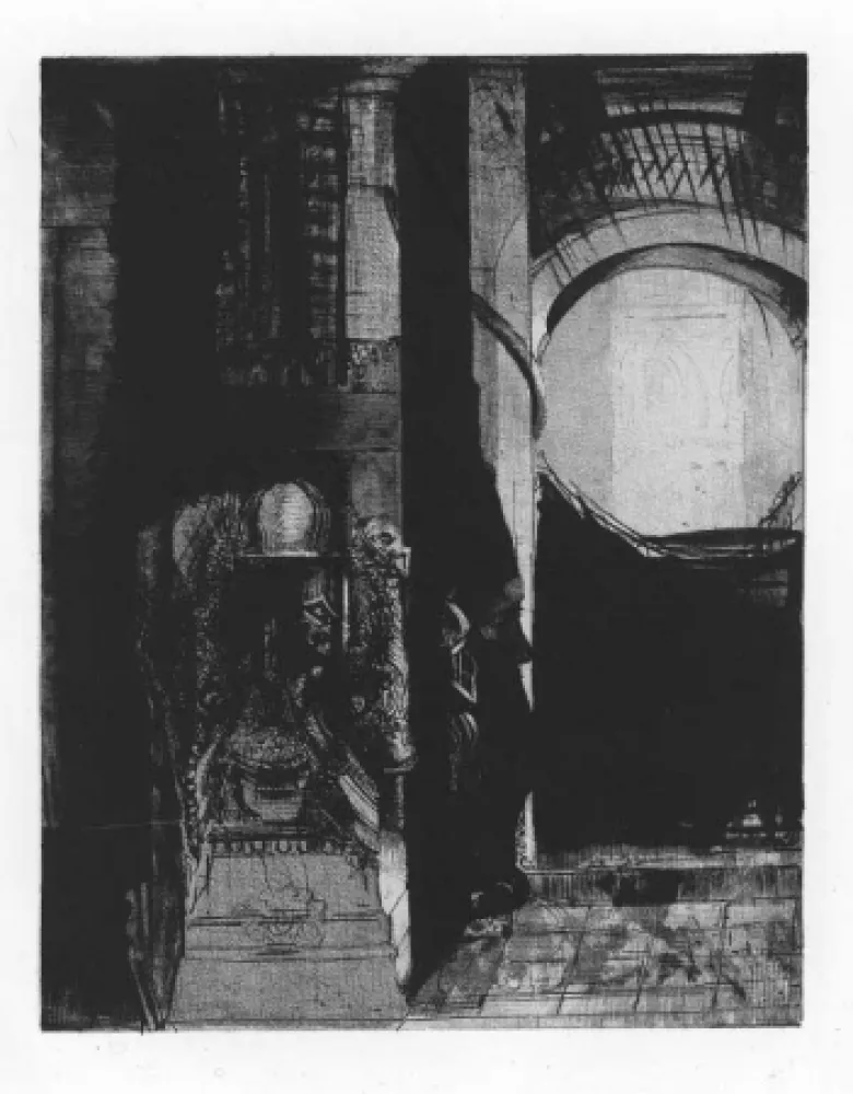 Lithografie Redon - Et partout ce sont des colonnes de basalte...