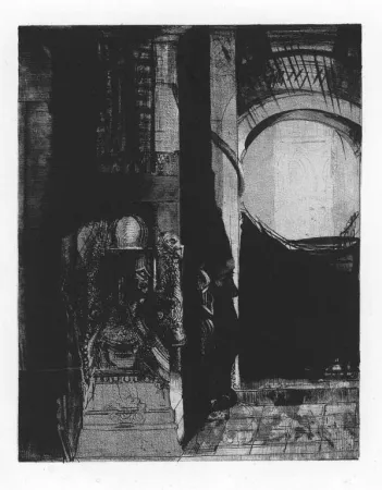 Lithografie Redon - Et partout ce sont des colonnes de basalte...