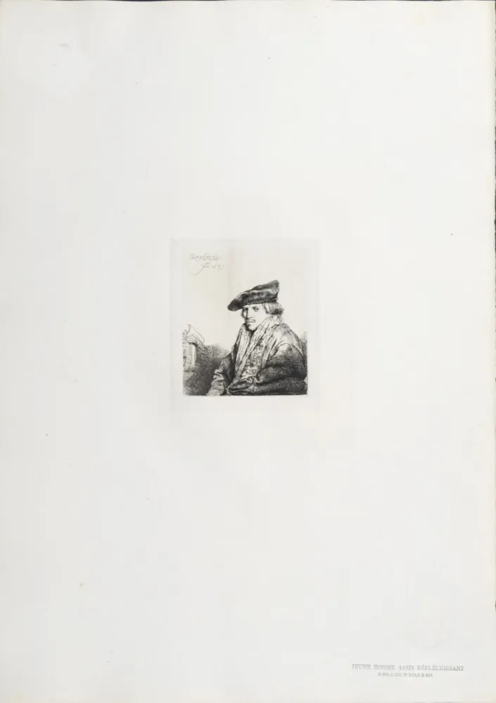 Heliogravure Rembrandt - Jeune Homme assis réfléchissant