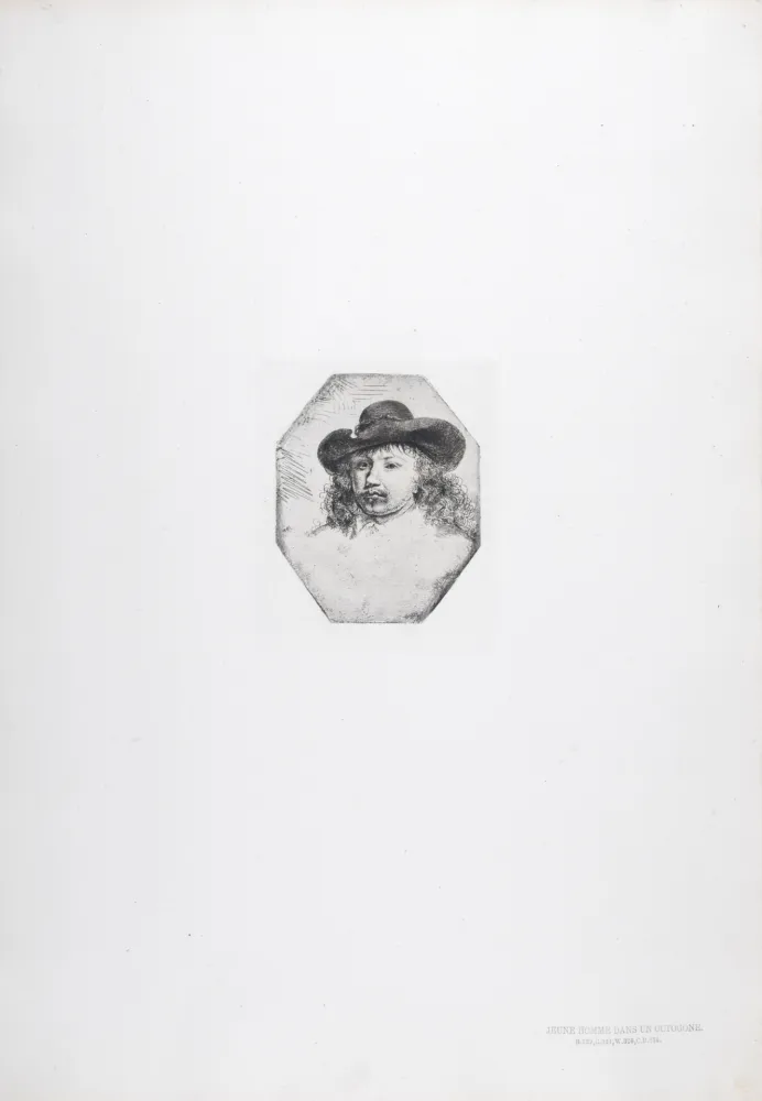 Heliogravure Rembrandt - Jeune homme dans un octogone