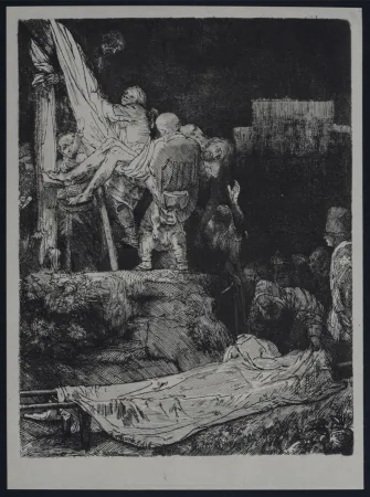 Heliogravure Rembrandt - La descente de croix aux flambeaux
