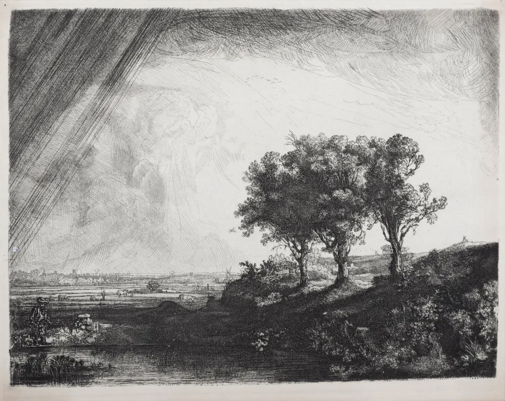 Heliogravure Rembrandt - Les trois arbres, circa 1870