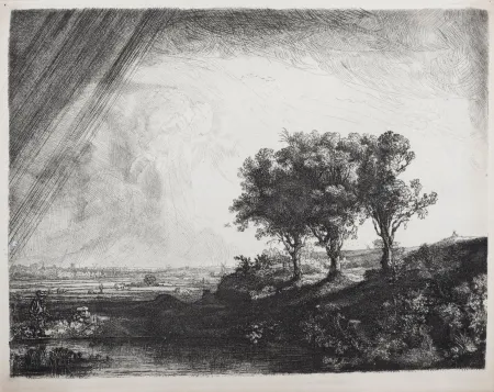 Heliogravure Rembrandt - Les trois arbres, circa 1870